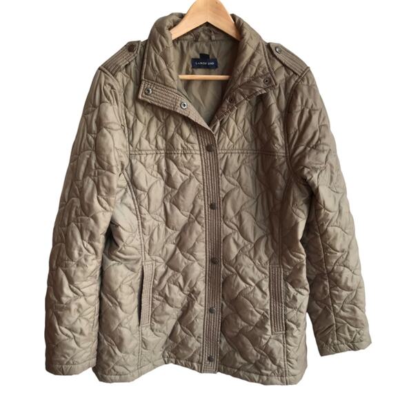 Lands End Olive Green Quilted Jacket Perfect for Fall size M - Picture 2 of 11